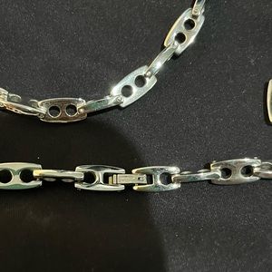 Mens stainless steel bracelet and necklace